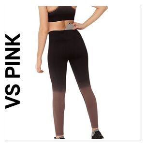 VS PINK Active Ombré Black & Mauve Ribbed Leggings High Waist size large